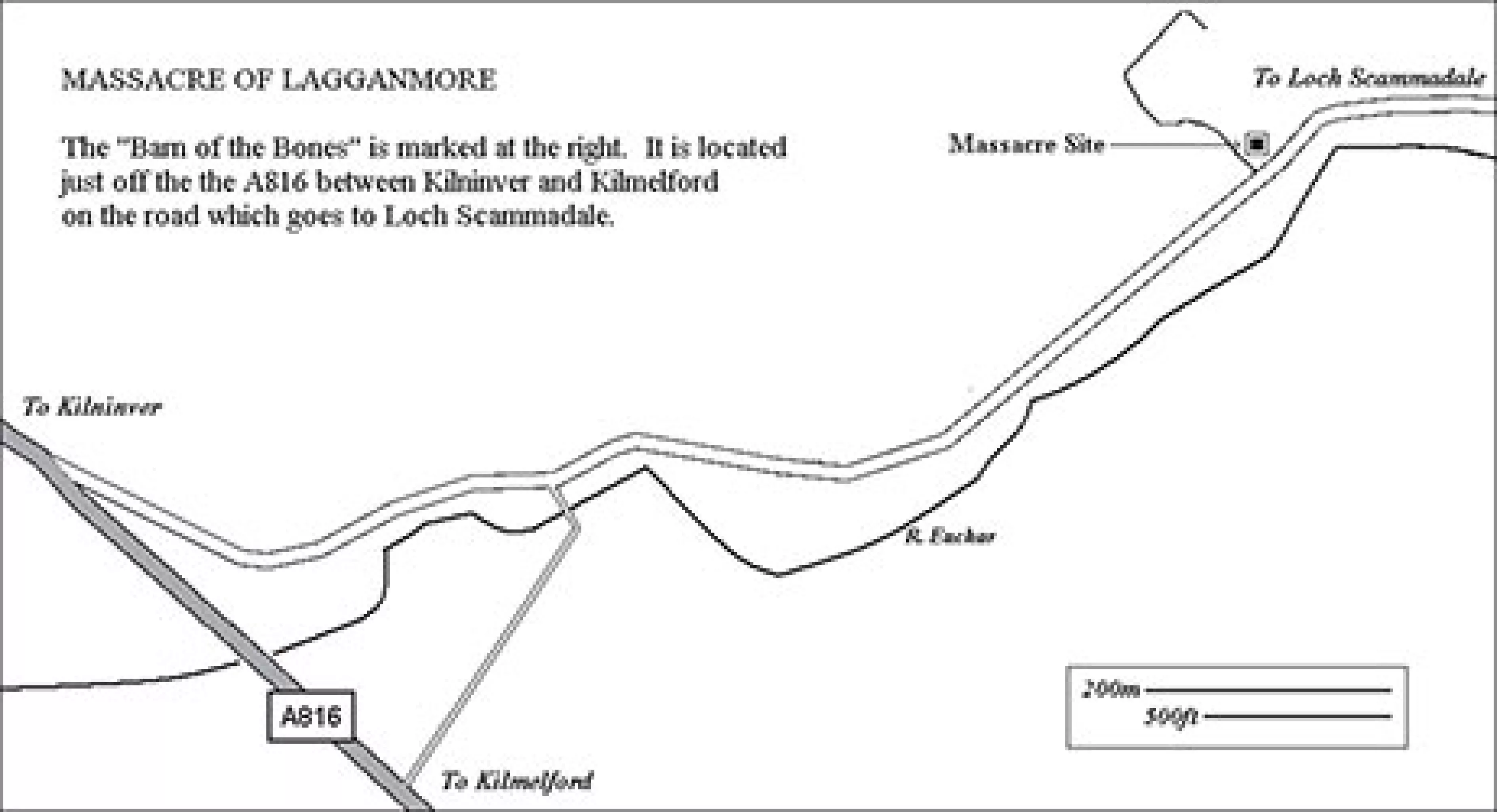 Barn of Bones Massacre of Lagganmore Site Map