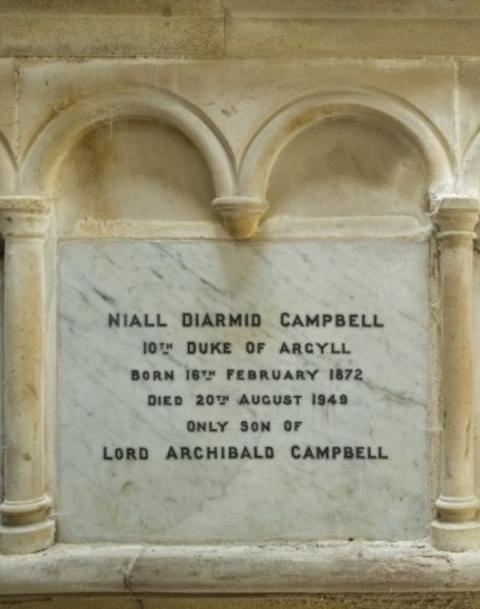 Photo of Niall Diarmid Campbell 10th Duke of Argyll Grave Marker Kilmun Parish Church Argyll Scotland